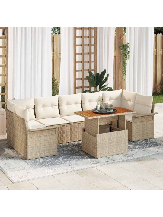 Dārza dīvānu komplekts 8 pcs bēša un krēmkrāsa 100 x 55 x 73 cm