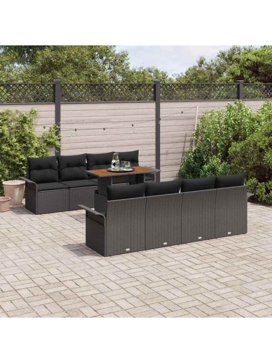 Dārza dīvānu komplekts ar spilvenu 7 pcs melna 100 x 55 x 73 cm