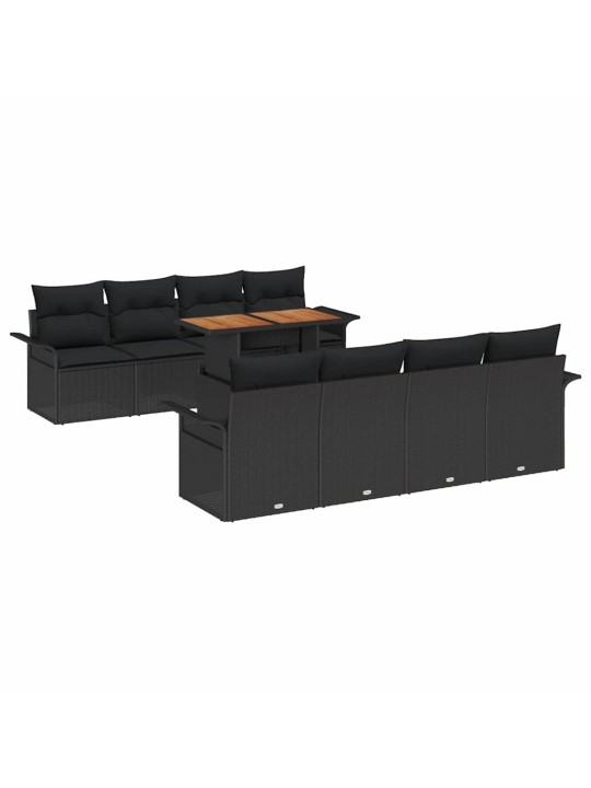 Dārza dīvānu komplekts ar spilvenu 7 pcs melna 100 x 55 x 73 cm