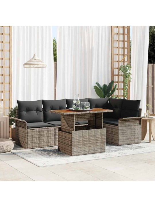 Dārza dīvānu komplekts 6 pcs pelēka 100 x 55 x 73 cm