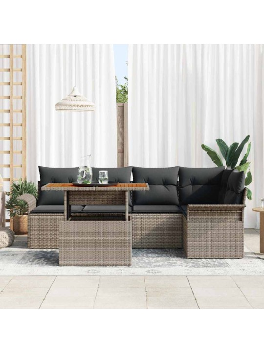Dārza dīvānu komplekts 6 pcs pelēka 100 x 55 x 73 cm