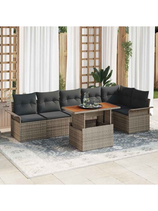 Dārza dīvānu komplekts 7 pcs pelēka 100 x 55 x 73 cm