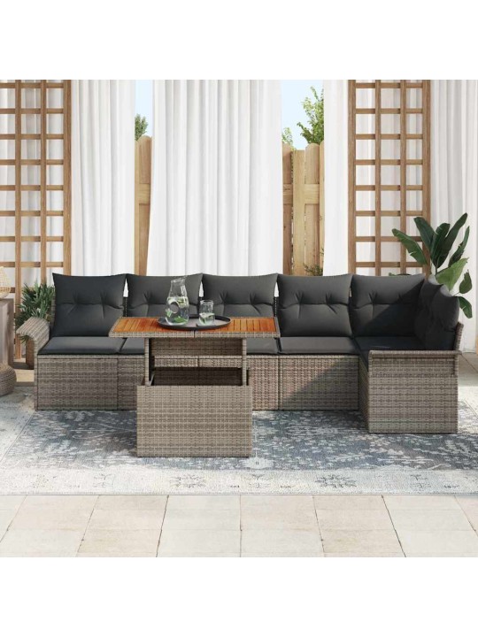 Dārza dīvānu komplekts 7 pcs pelēka 100 x 55 x 73 cm