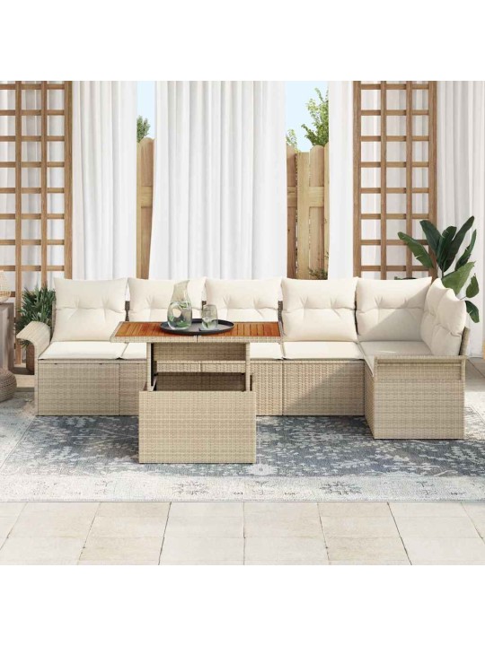 Dārza dīvānu komplekts 7 pcs bēša un krēmkrāsa 100 x 55 x 73 cm