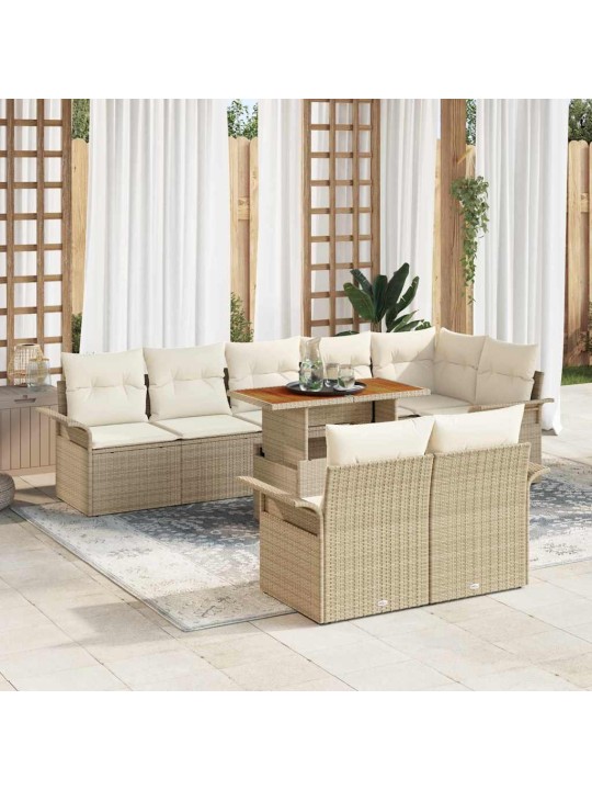 Dārza dīvānu komplekts 9 pcs bēša un krēmkrāsa 100 x 55 x 73 cm