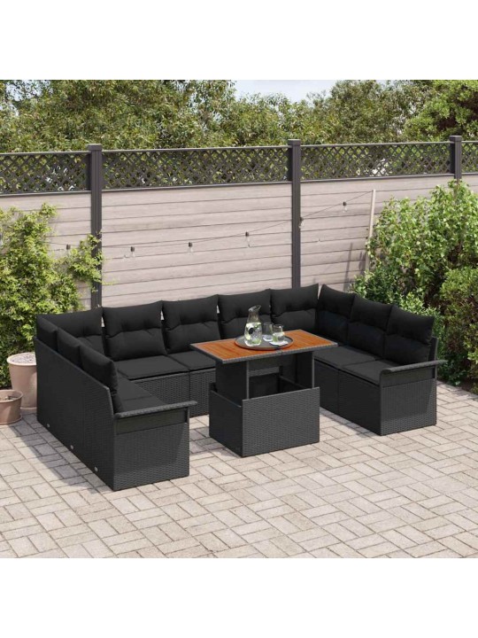 Dārza dīvānu komplekts 10 pcs melna 100 x 55 x 73 cm