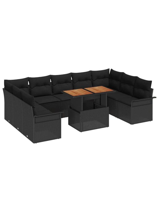 Dārza dīvānu komplekts 10 pcs melna 100 x 55 x 73 cm