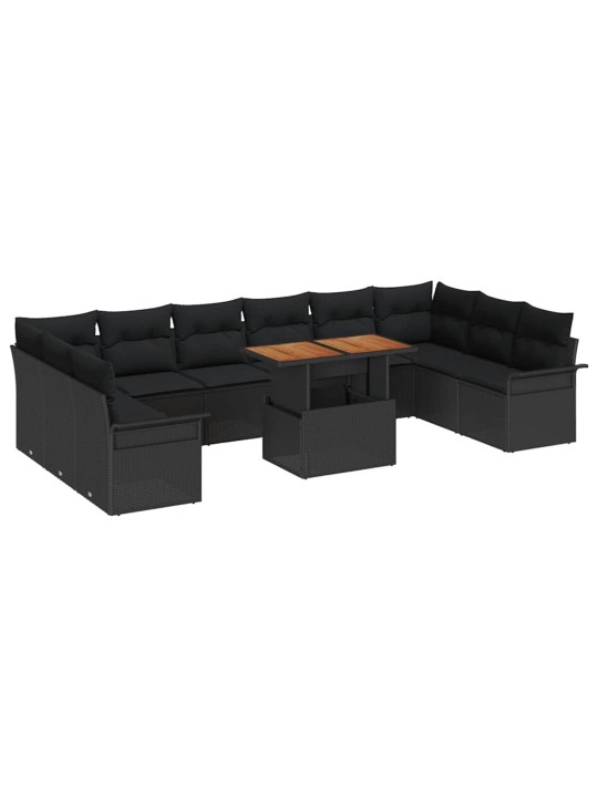 Dārza dīvānu komplekts 11 pcs melna 100 x 55 x 73 cm