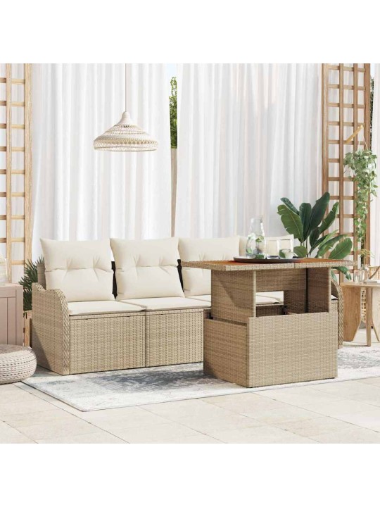 Dārza dīvānu komplekts 5 pcs bēša un krēmkrāsa 100 x 55 x 73 cm