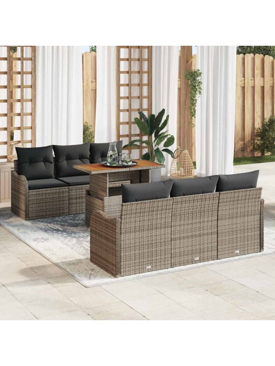Dārza dīvānu komplekts 7 pcs pelēka 100 x 55 x 73 cm