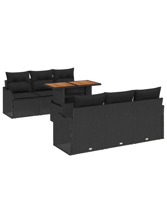 Dārza dīvānu komplekts ar spilvenu 7 pcs melna 100 x 55 x 73 cm