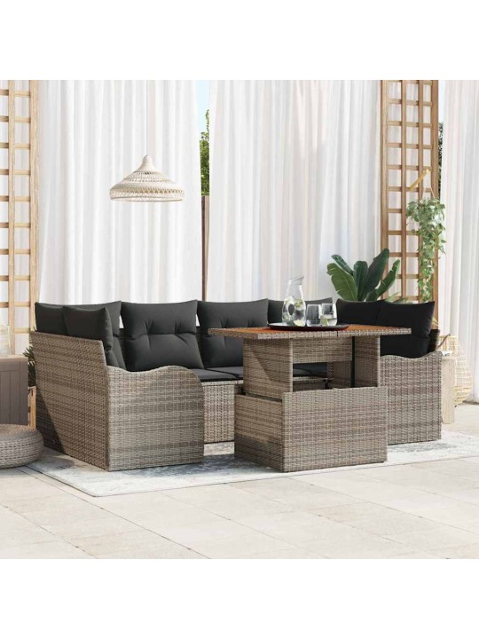 Dārza dīvānu komplekts 7 pcs pelēka 100 x 55 x 73 cm