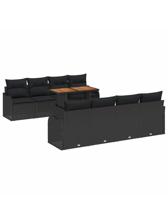 Dārza dīvānu komplekts ar spilvenu 7 pcs melna 100 x 55 x 73 cm