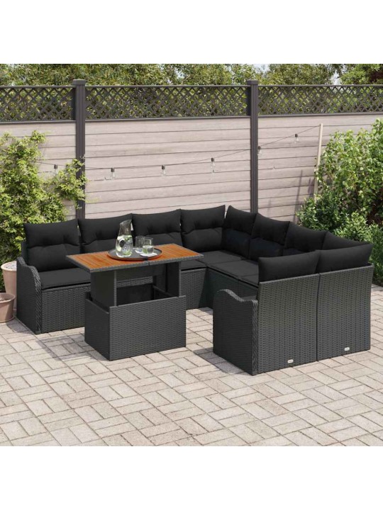 Dārza dīvānu komplekts ar spilvenu 7 pcs melna 100 x 55 x 73 cm