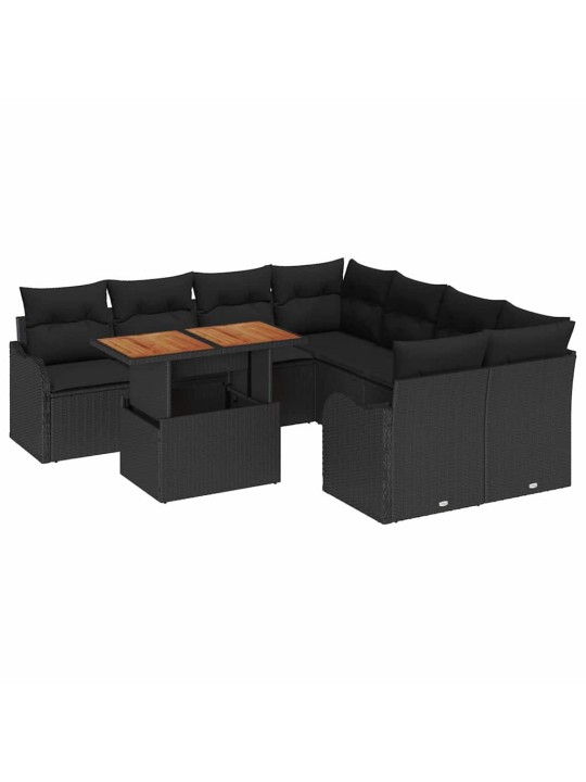 Dārza dīvānu komplekts ar spilvenu 7 pcs melna 100 x 55 x 73 cm