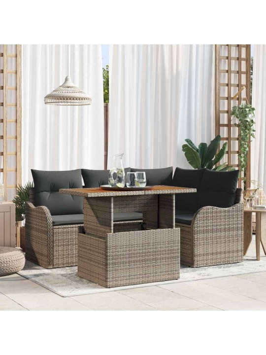 Dārza dīvānu komplekts manuāls 5 pcs pelēka 100 x 55 x 73 cm