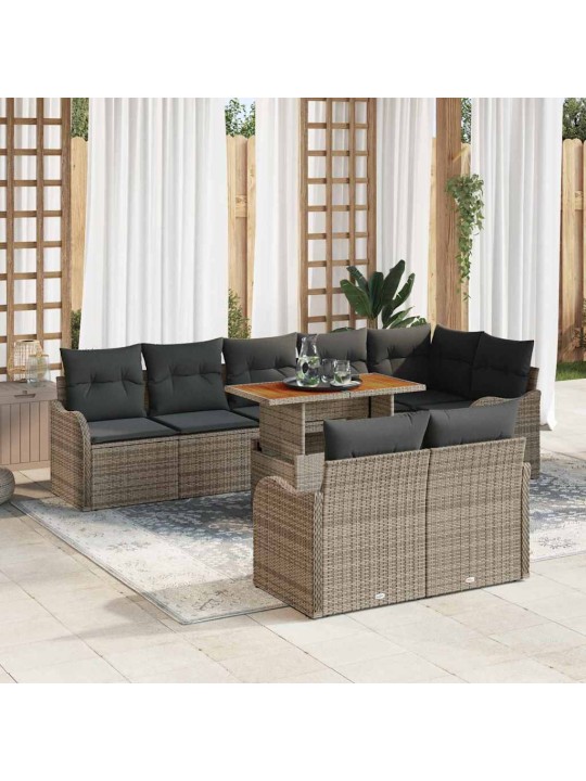 Dārza dīvānu komplekts 9 pcs pelēka 100 x 55 x 73 cm