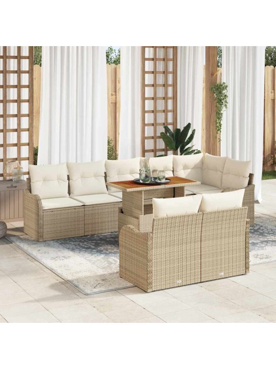 Dārza dīvānu komplekts 9 pcs bēša un krēmkrāsa 100 x 55 x 73 cm