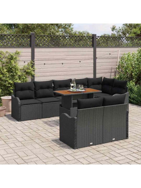 Dārza dīvānu komplekts ar spilvenu 9 pcs melna 100 x 55 x 73 cm