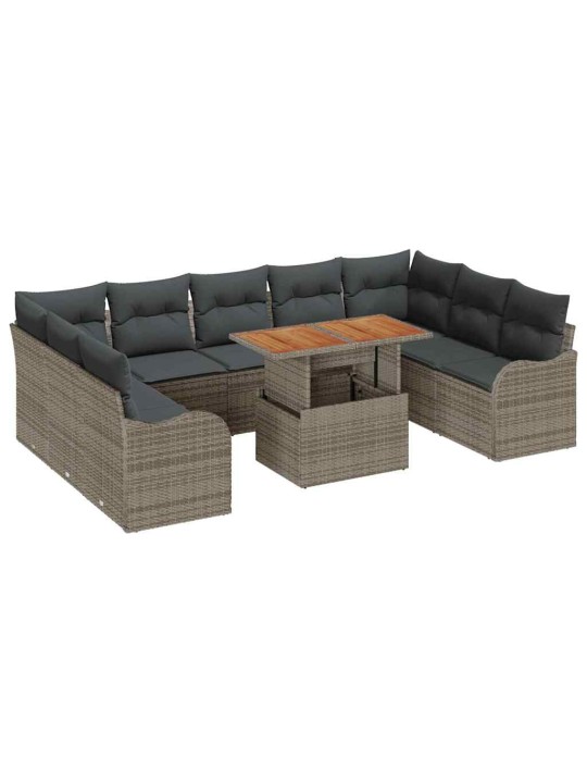 Dārza dīvānu komplekts 10 pcs pelēka 100 x 55 x 73 cm