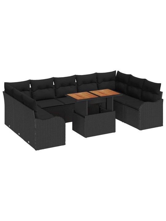 Dārza dīvānu komplekts 10 pcs melna 100 x 55 x 73 cm