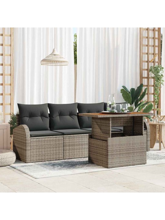 Dārza dīvānu komplekts 5 pcs pelēka 100 x 55 x 73 cm