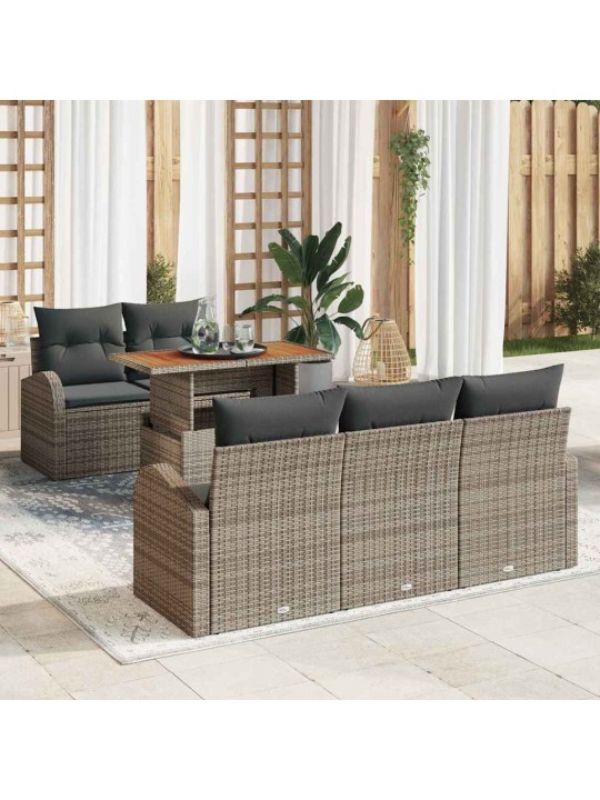 Dārza dīvānu komplekts 6 pcs pelēka 100 x 55 x 73 cm