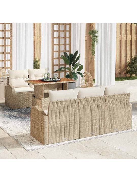 Dārza dīvānu komplekts 6 pcs bēša un krēmkrāsa 100 x 55 x 73 cm