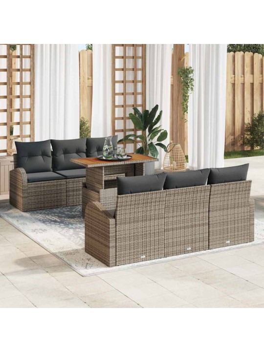 Dārza dīvānu komplekts 7 pcs pelēka 100 x 55 x 73 cm