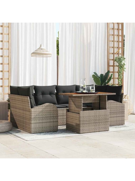 Dārza dīvānu komplekts 7 pcs pelēka 100 x 55 x 73 cm
