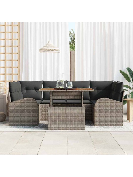 Dārza dīvānu komplekts 7 pcs pelēka 100 x 55 x 73 cm