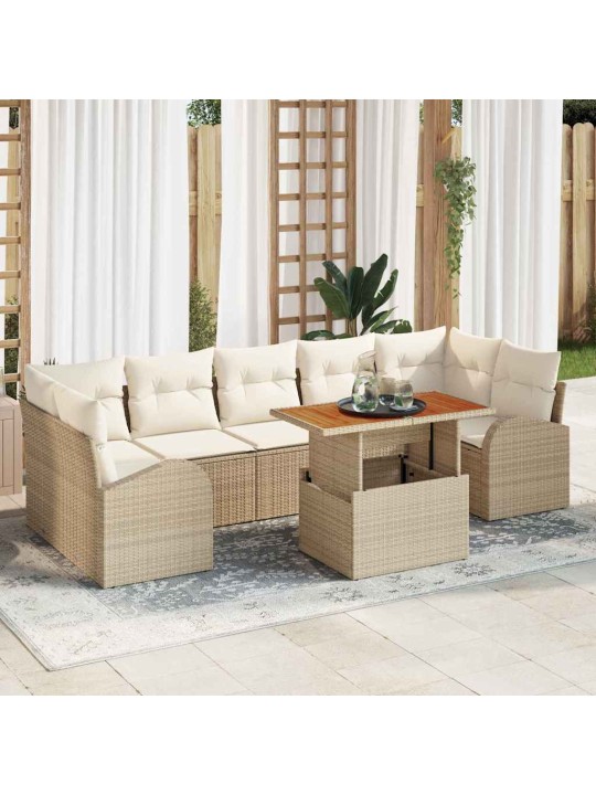 Dārza dīvānu komplekts 8 pcs bēša un krēmkrāsa 100 x 55 x 73 cm