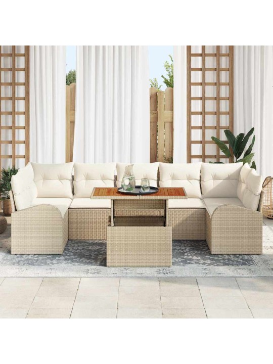Dārza dīvānu komplekts 8 pcs bēša un krēmkrāsa 100 x 55 x 73 cm