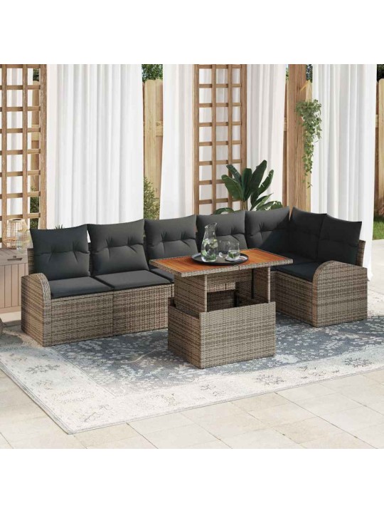 Dārza dīvānu komplekts 7 pcs pelēka 100 x 55 x 73 cm