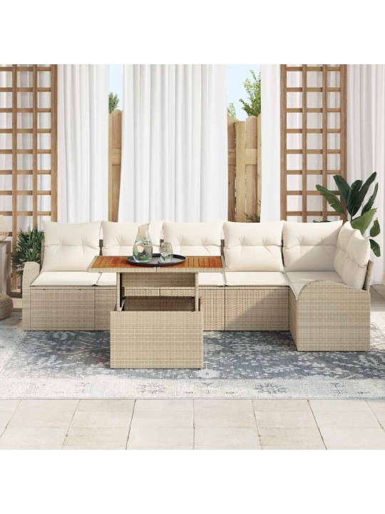 Dārza dīvānu komplekts 7 pcs bēša un krēmkrāsa 100 x 55 x 73 cm