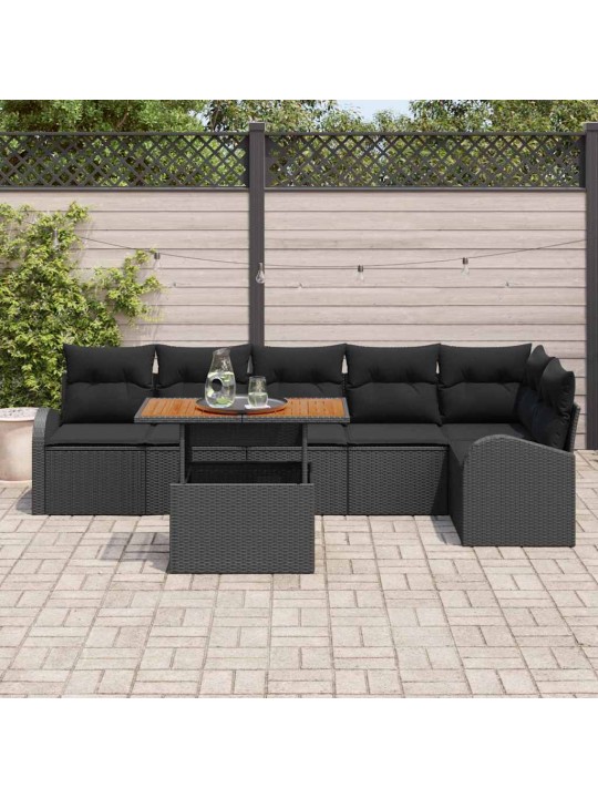 Dārza dīvānu komplekts ar spilvenu 7 pcs melna 100 x 55 x 73 cm