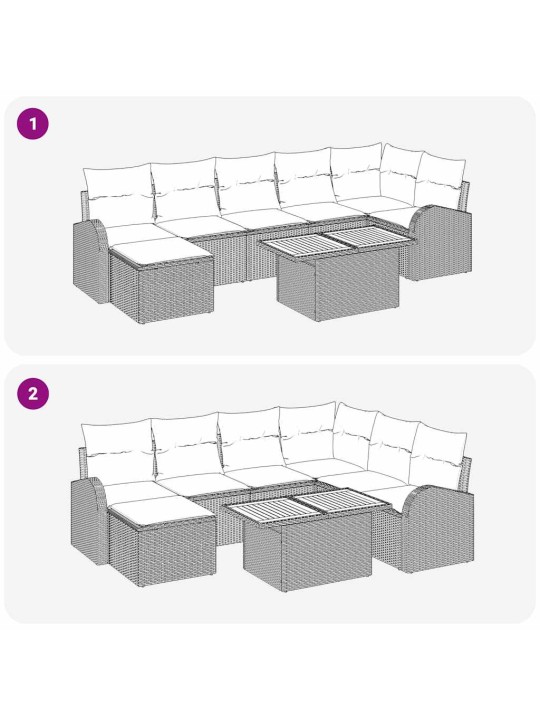 Dārza dīvānu komplekts ar spilvenu 8 pcs pelēka