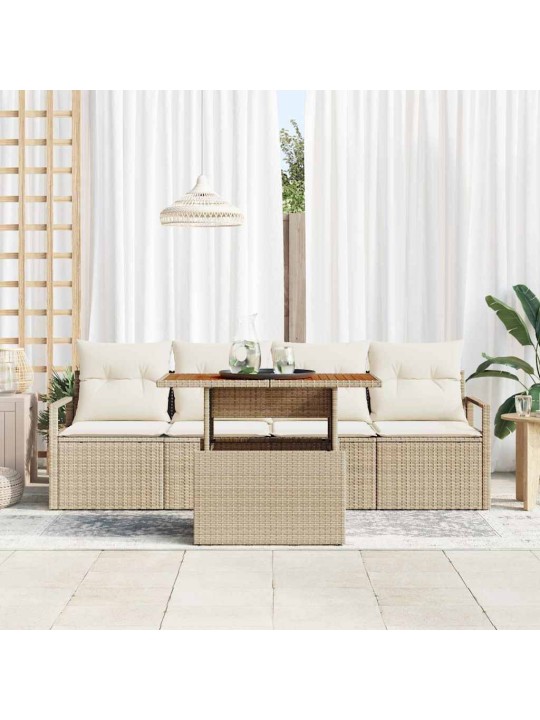 Dārza dīvānu komplekts 5 pcs bēša un krēmkrāsa 100 x 55 x 73 cm