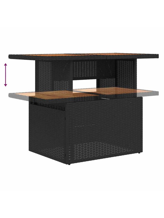 Dārza dīvānu komplekts ar spilvenu 7 pcs melna 100 x 55 x 73 cm