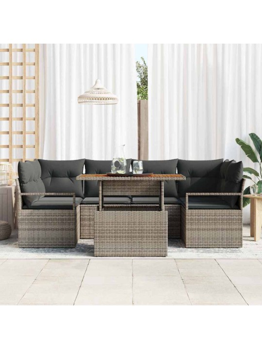 Dārza dīvānu komplekts 7 pcs pelēka 100 x 55 x 73 cm