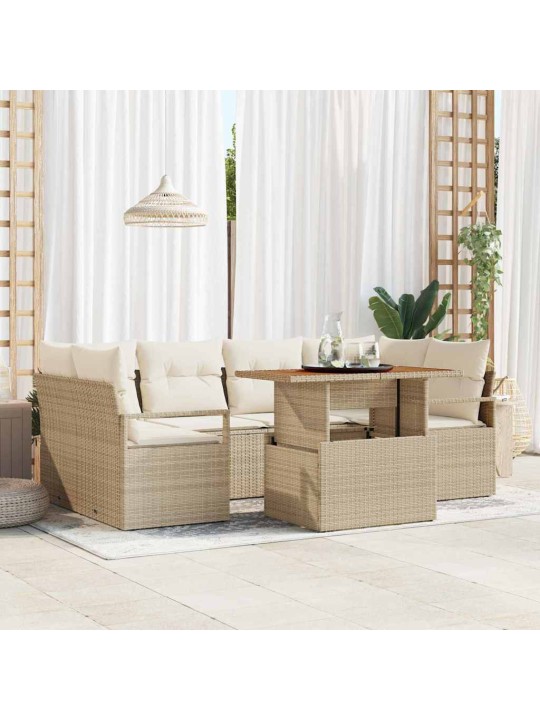Dārza dīvānu komplekts 7 pcs bēša un krēmkrāsa 100 x 55 x 73 cm