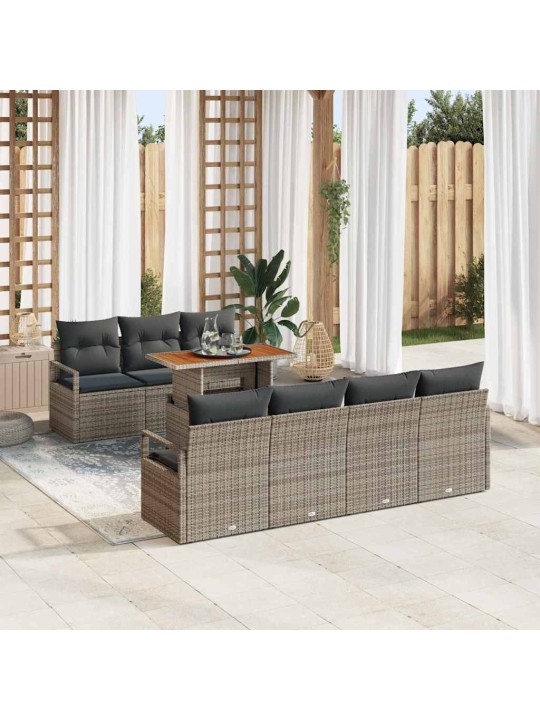 Dārza dīvānu komplekts 8 pcs pelēks un brūns 100 x 55 x 73 cm