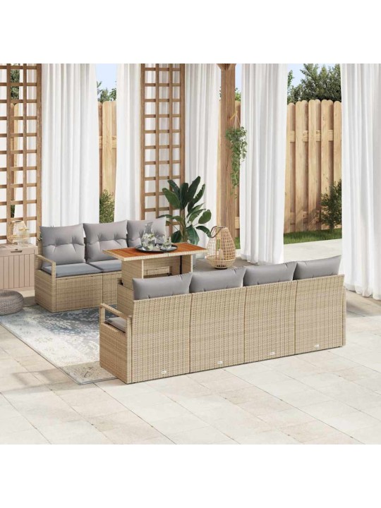 Dārza dīvānu komplekts 8 pcs bēšs un pelēks 100 x 55 x 73 cm