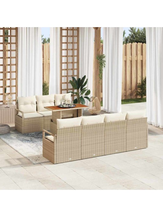 Dārza dīvānu komplekts 8 pcs bēšs un krēms 100 x 55 x 73 cm