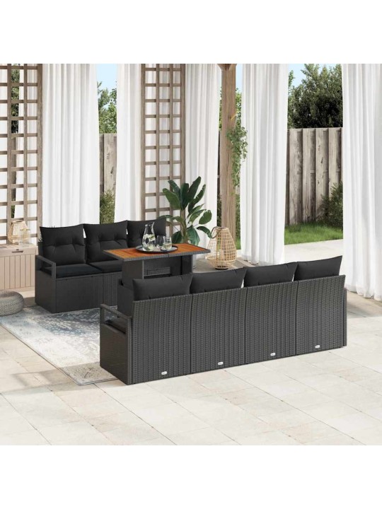 Dārza dīvānu komplekts 8 pcs melns un brūns 100 x 55 x 73 cm