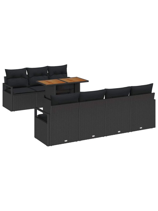 Dārza dīvānu komplekts 8 pcs melns un brūns 100 x 55 x 73 cm