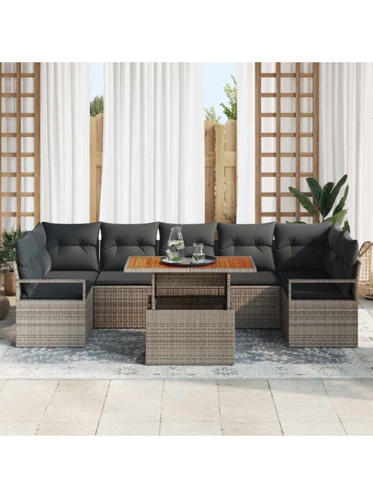 Dārza dīvānu komplekts 8 pcs pelēks un brūns 100 x 55 x 73 cm
