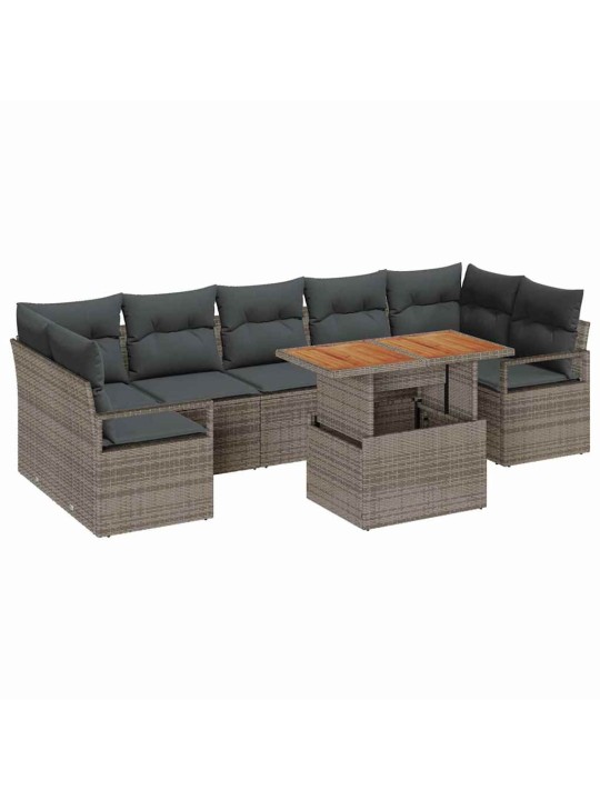 Dārza dīvānu komplekts 8 pcs pelēks un brūns 100 x 55 x 73 cm