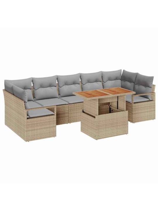 Dārza dīvānu komplekts 8 pcs bēšs un pelēks 100 x 55 x 73 cm