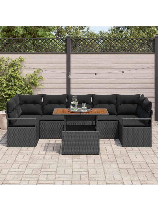 Dārza dīvānu komplekts 8 pcs melns un brūns 100 x 55 x 73 cm
